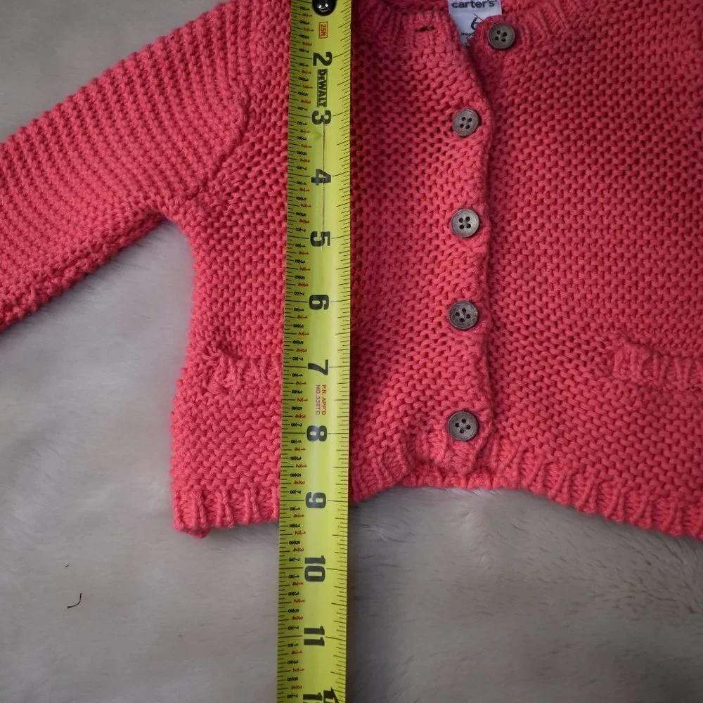 Carters Pink Button up Knit Sweater Size 6 Months